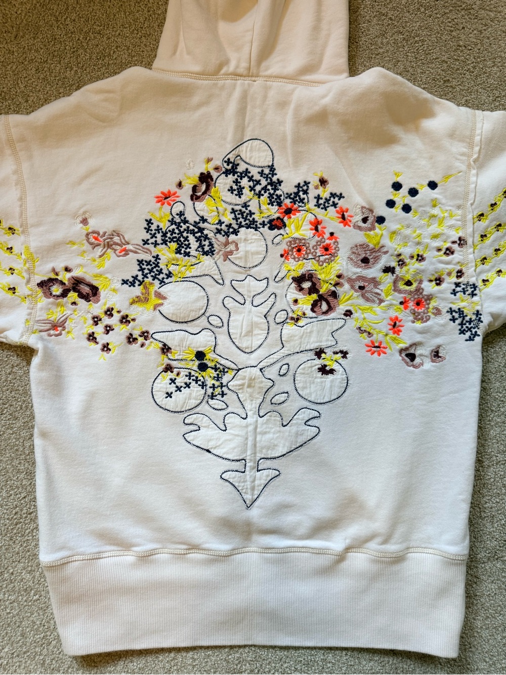 FP Movement At My Best Hoodie Blue Floral Embroidered Appliqué, XS